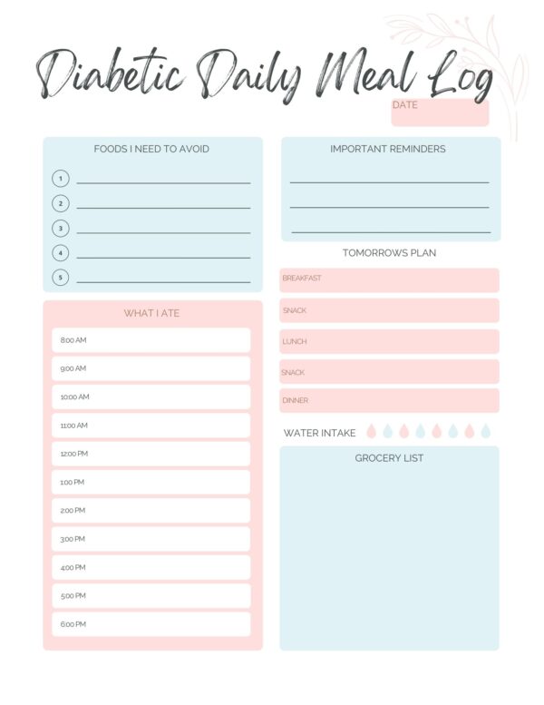 Diabetic Tracking Sheets - Image 2